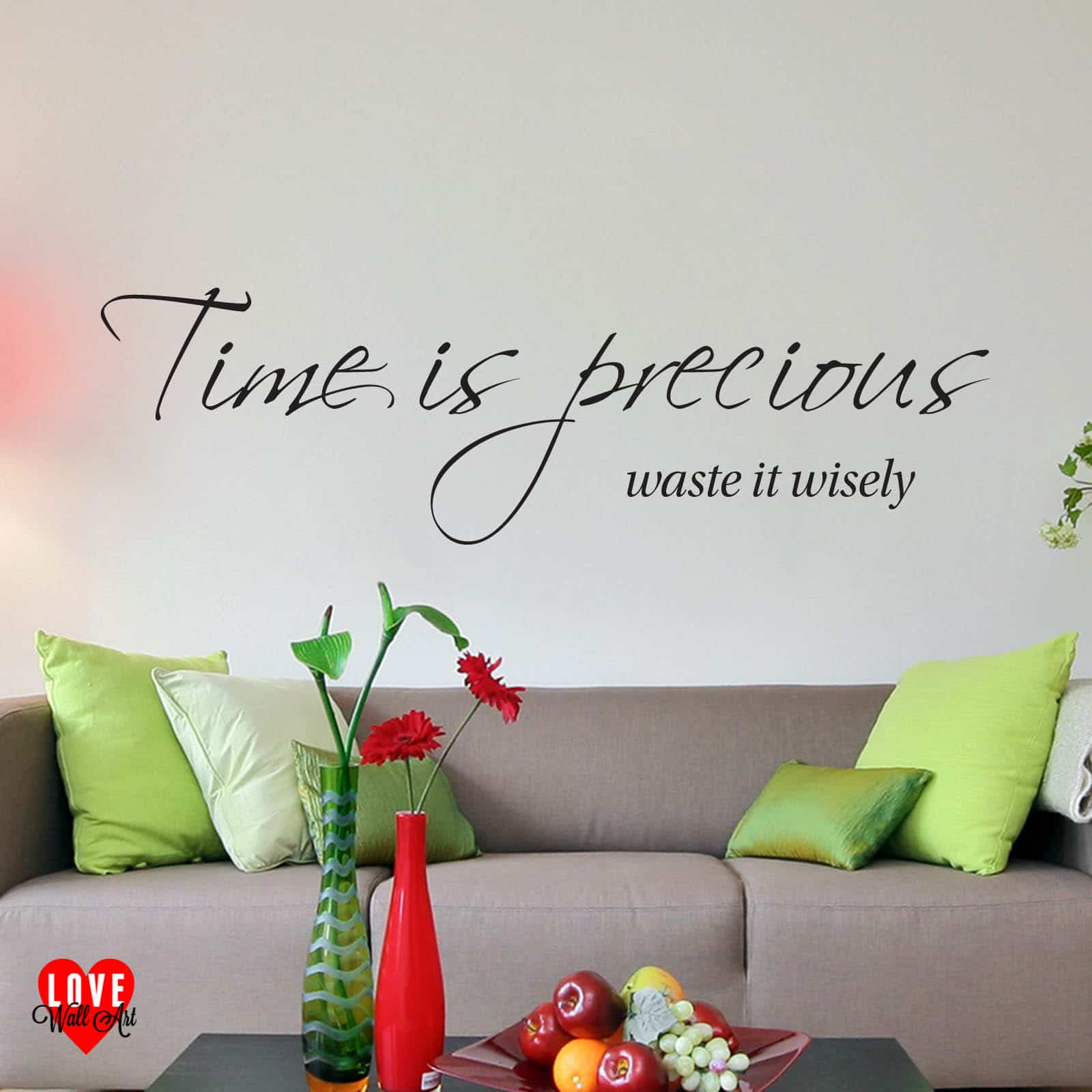 TIME IS PRECIOUS WASTE IT WISELY Wall Art Sticker Quote Decal Modern Transfer 