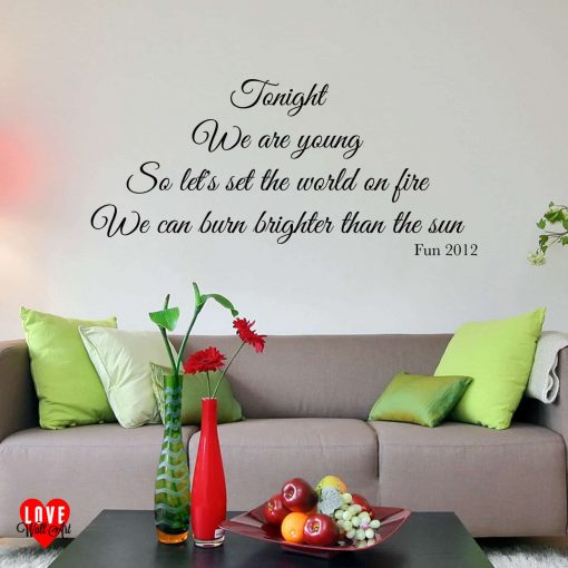 Fun song lyrics wall art sticker We are young